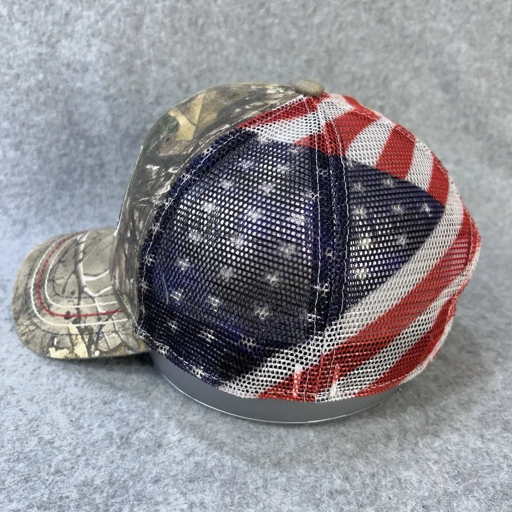 Realtree Antler Logo Men Camo Realtree Trucker Hat American Flag Mesh OSFM
